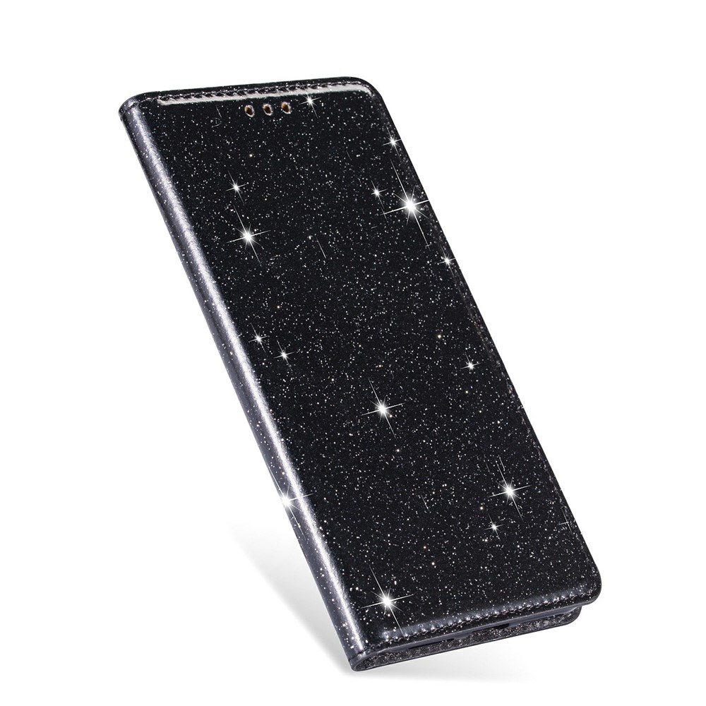 Flash Powder Auto-absorbed Leather Stand Shell for Samsung Galaxy M31s Case - Black-6