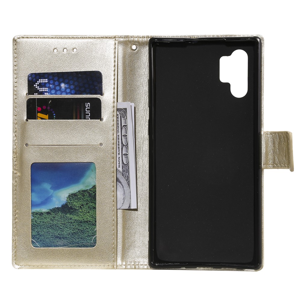 Imprinted Mandala Flower Wallet Leather Case with Strap for Samsung Galaxy A32 5G - Gold-4