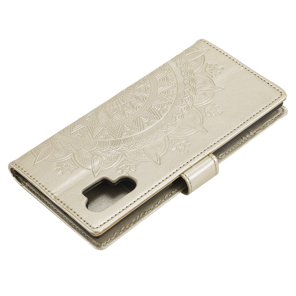 Imprinted Mandala Flower Wallet Leather Case with Strap for Samsung Galaxy A32 5G - Gold-8