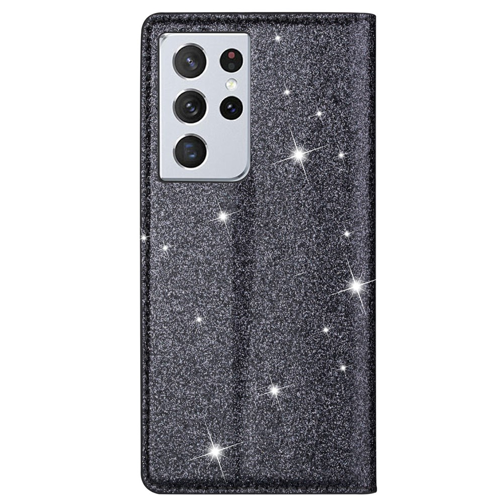 Flash Powder Auto-absorbed Ultra-thin Leather Shell for Samsung Galaxy S21 Ultra 5G - Grey-4
