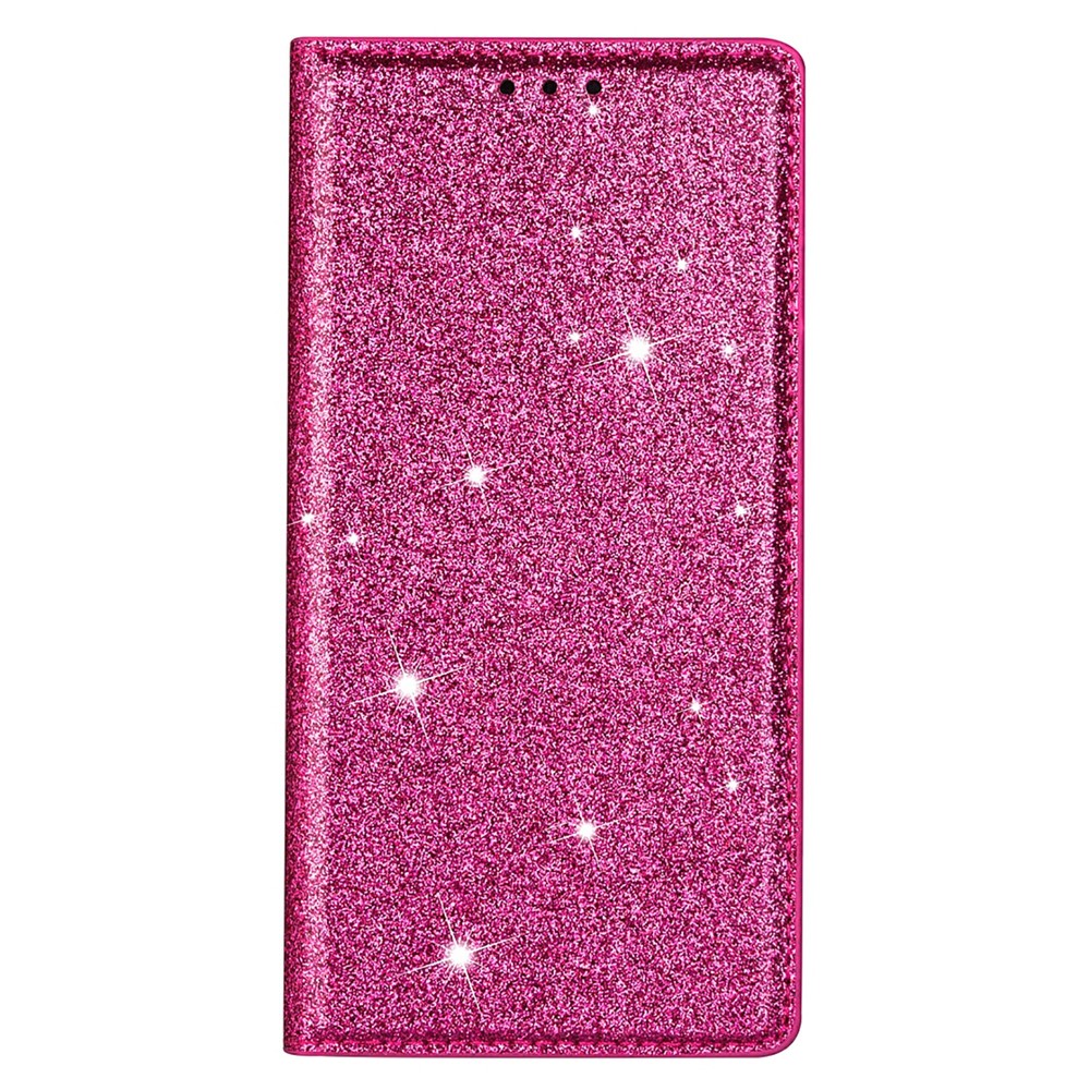 For Samsung Galaxy S21+ Flash Powder Auto-absorbed Ultra-thin Leather Stand Case - Rose-3