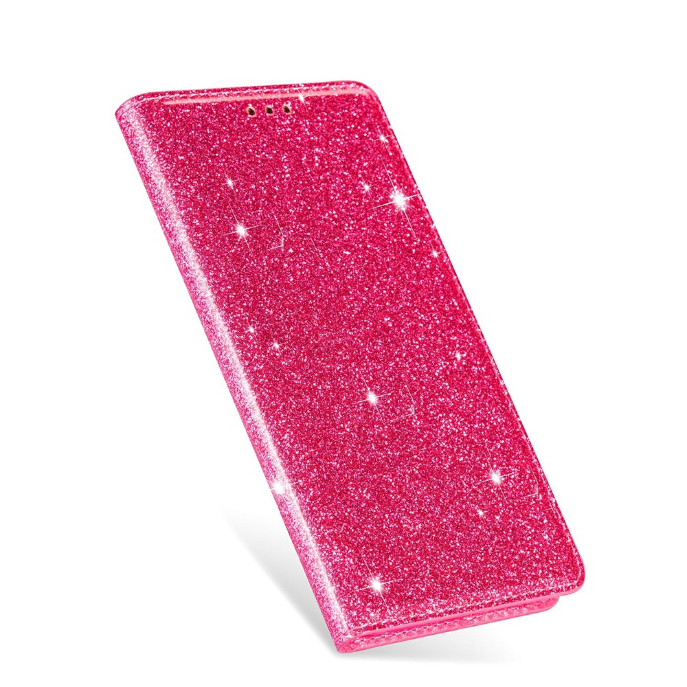 For Samsung Galaxy S21+ Flash Powder Auto-absorbed Ultra-thin Leather Stand Case - Rose-4