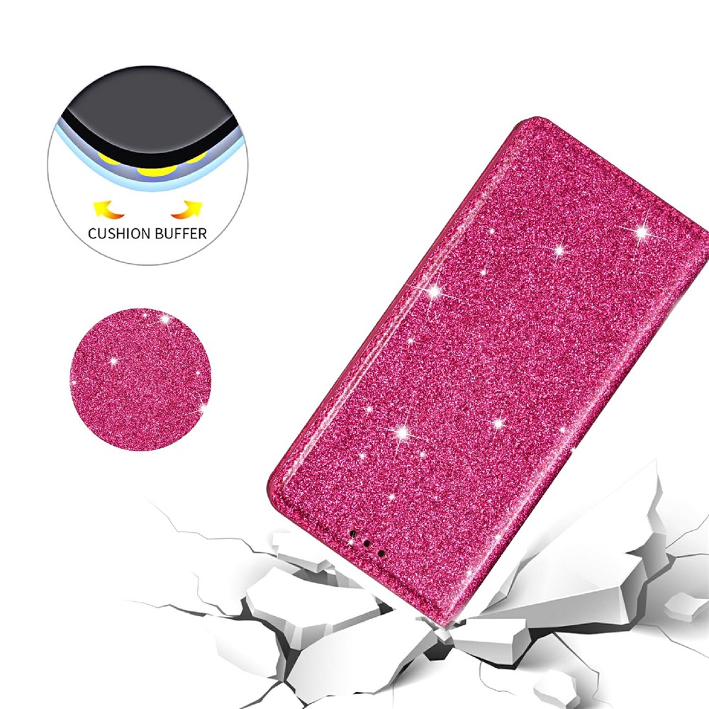 For Samsung Galaxy S21+ Flash Powder Auto-absorbed Ultra-thin Leather Stand Case - Rose-7