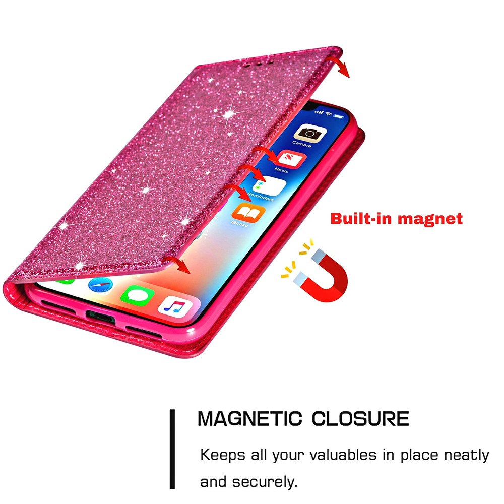 For Samsung Galaxy S21+ Flash Powder Auto-absorbed Ultra-thin Leather Stand Case - Rose-8
