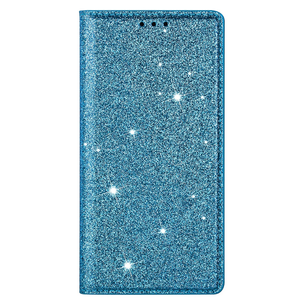 For Samsung Galaxy S21+ Flash Powder Auto-absorbed Ultra-thin Leather Stand Case - Green-3