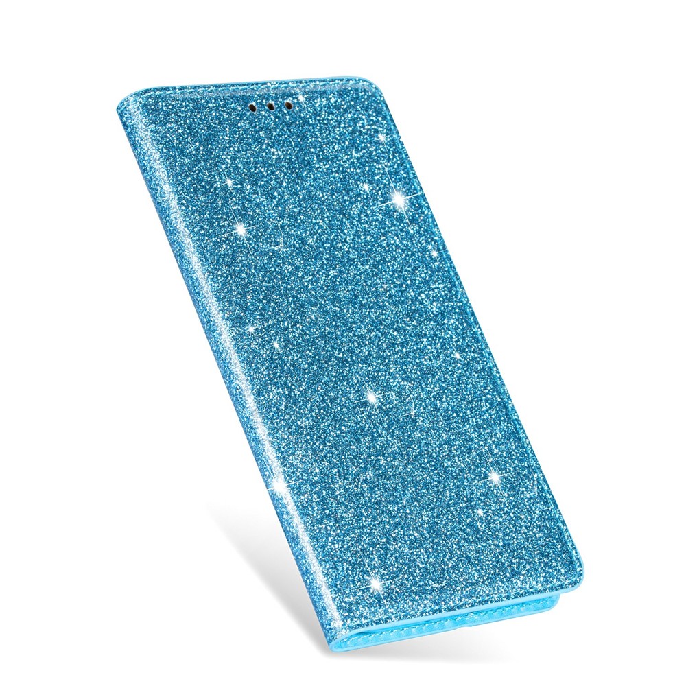 For Samsung Galaxy S21+ Flash Powder Auto-absorbed Ultra-thin Leather Stand Case - Green-6