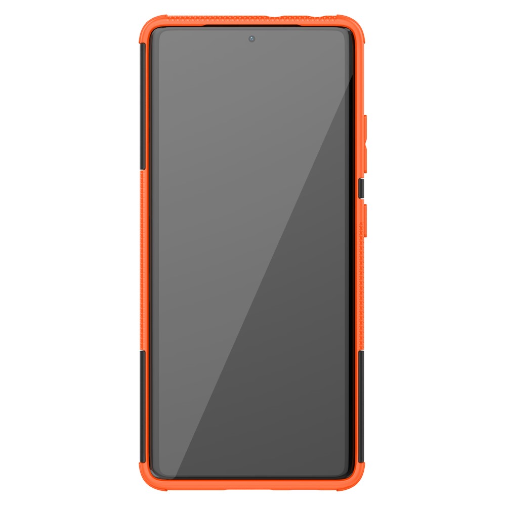 Kickstand Dobrável Para Samsung Galaxy S21 Ultra 5G Cool Pneu PC + Caixa De Shell Híbrida TPU - Laranja