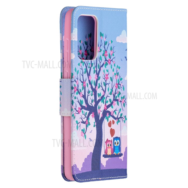 Wallet Pattern Printing Stand Flip Leather Phone Protective Shell for Samsung Galaxy A72 5G - Owls On The Tree-3