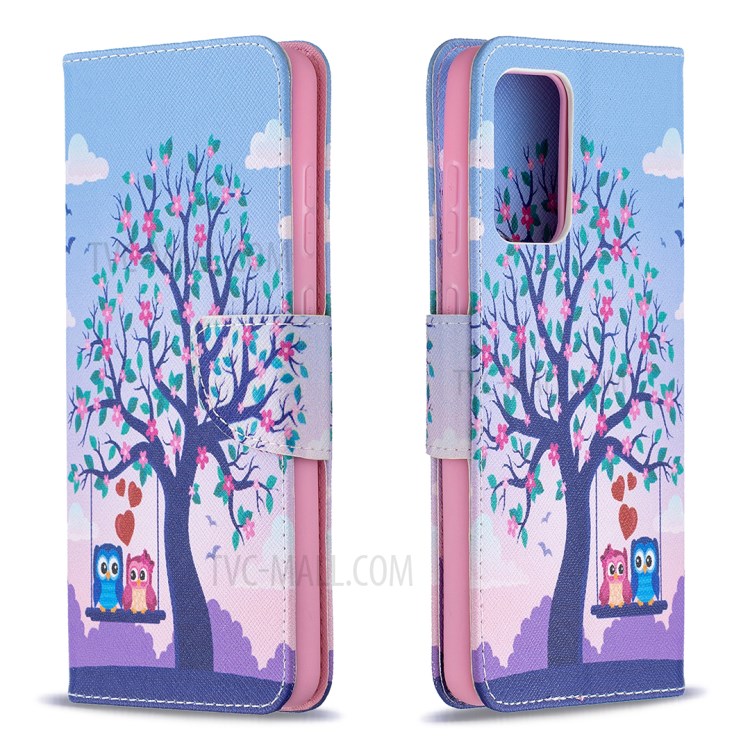 Wallet Pattern Printing Stand Flip Leather Phone Protective Shell for Samsung Galaxy A72 5G - Owls On The Tree-4