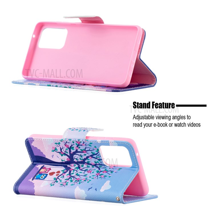 Wallet Pattern Printing Stand Flip Leather Phone Protective Shell for Samsung Galaxy A72 5G - Owls On The Tree-5