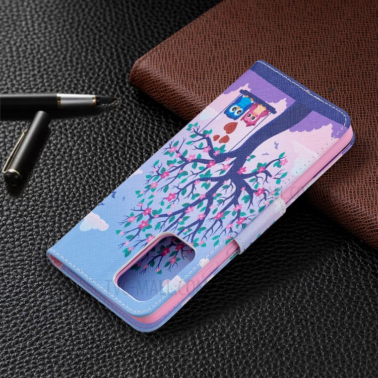 Wallet Pattern Printing Stand Flip Leather Phone Protective Shell for Samsung Galaxy A72 5G - Owls On The Tree-8