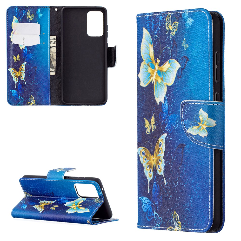 Wallet Pattern Printing Stand Flip Leather Phone Protective Shell for Samsung Galaxy A72 5G - Golden Butterfly-1