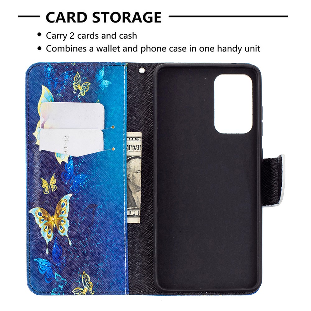 Wallet Pattern Printing Stand Flip Leather Phone Protective Shell for Samsung Galaxy A72 5G - Golden Butterfly-6