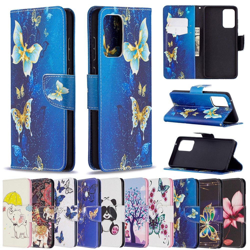 Wallet Pattern Printing Stand Flip Leather Phone Protective Shell for Samsung Galaxy A72 5G - Golden Butterfly-9