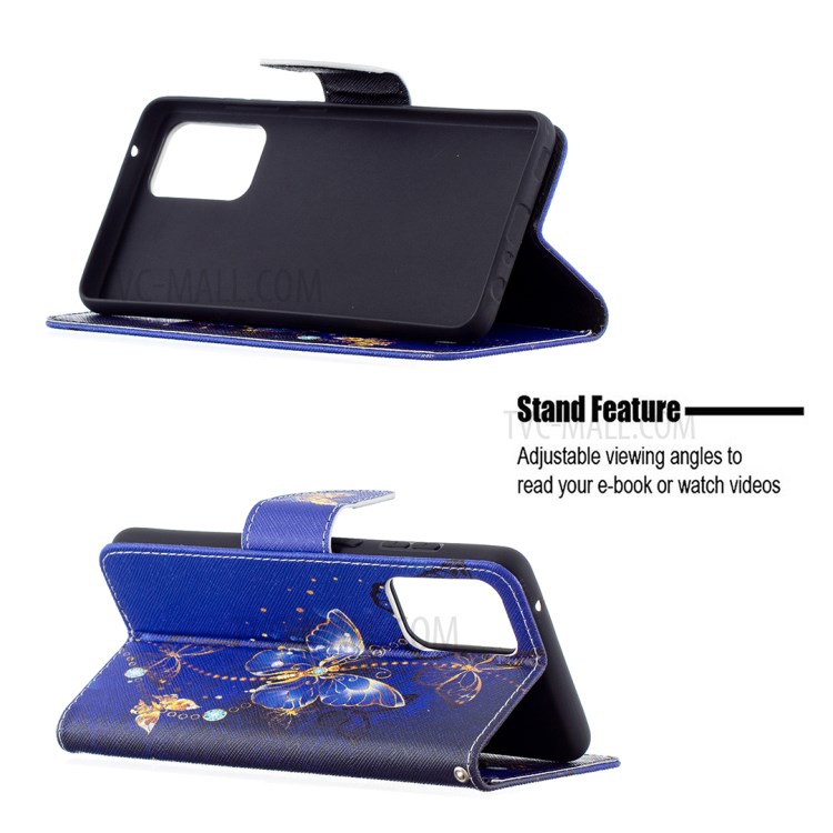 Wallet Pattern Printing Stand Flip Leather Phone Protective Shell for Samsung Galaxy A72 5G - Dark Blue Butterfly-5