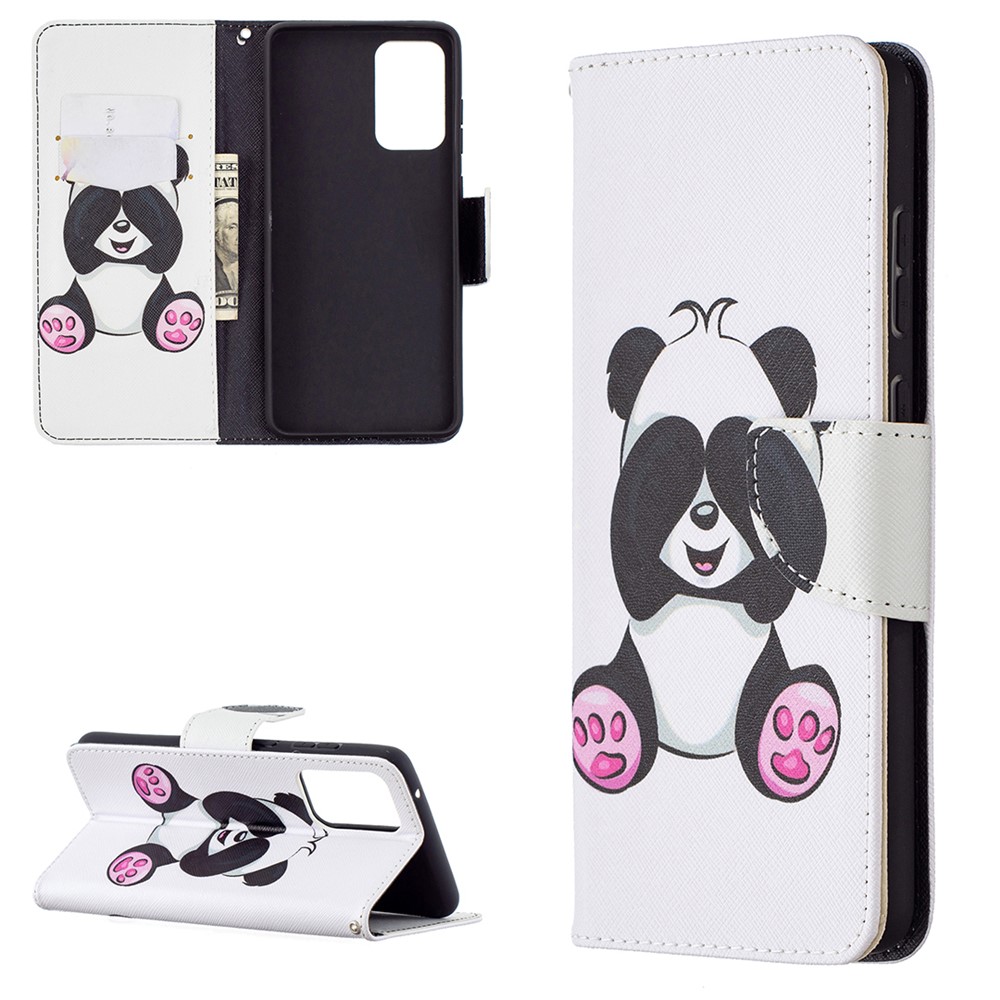 Wallet Pattern Printing Stand Flip Leather Phone Protective Shell for Samsung Galaxy A72 5G - Panda-1