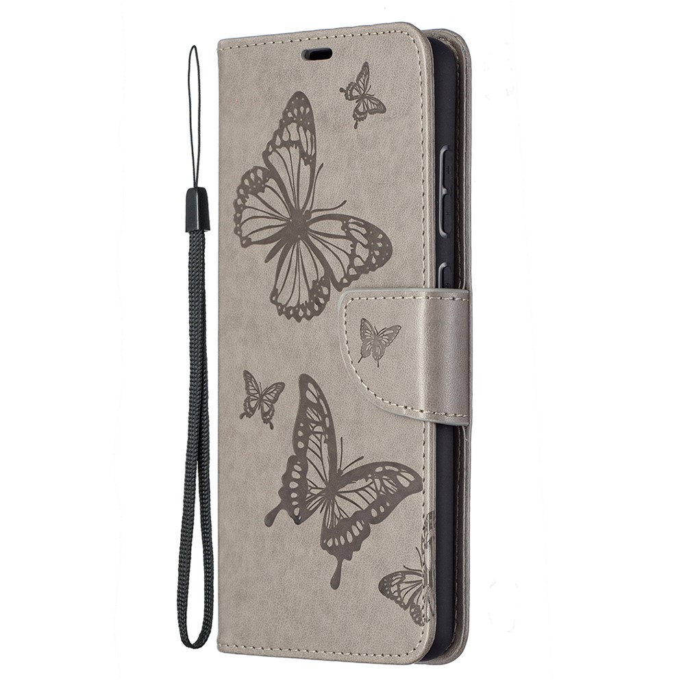 Для Samsung Galaxy A72 5G / A72 4G Imprint Butterflies Swellet Stand Flip Leather Phone Shell - Серый-2