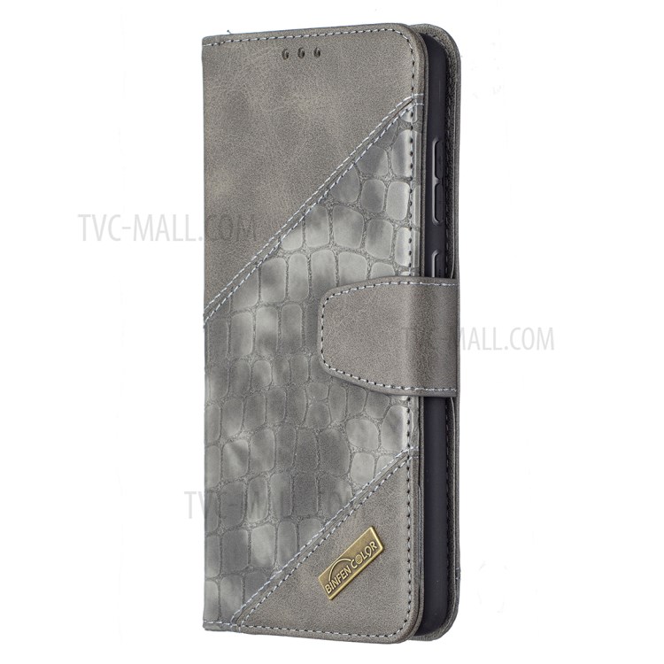 BF04 Splicing Crocodile Texture Protector Wallet Stand Leather Case for Samsung Galaxy A72 5G - Grey-2
