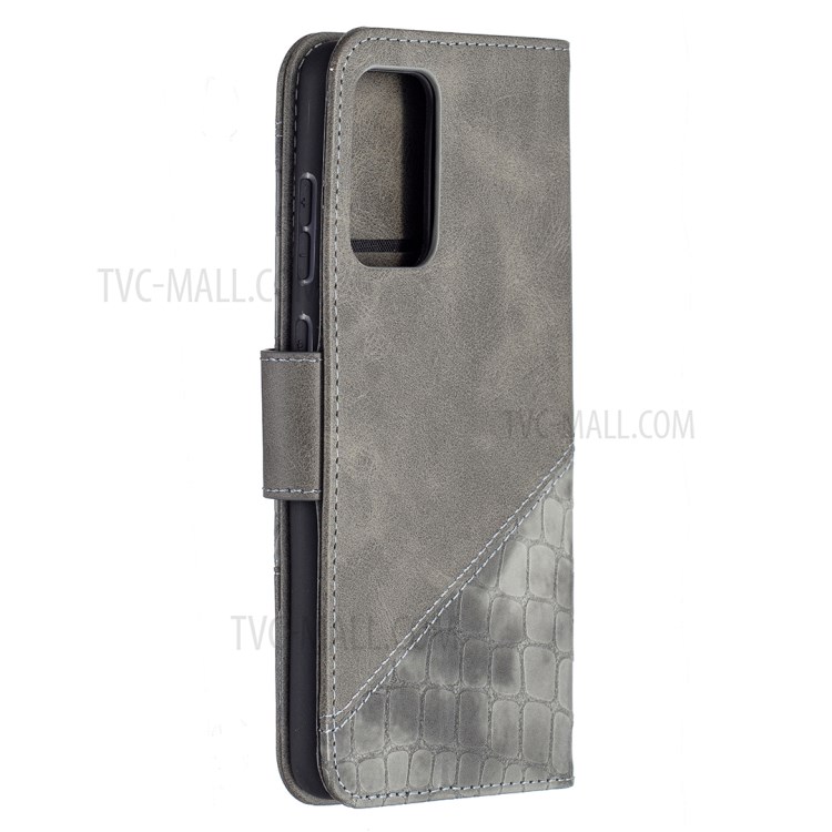 BF04 Splicing Crocodile Texture Protector Wallet Stand Leather Case for Samsung Galaxy A72 5G - Grey-3