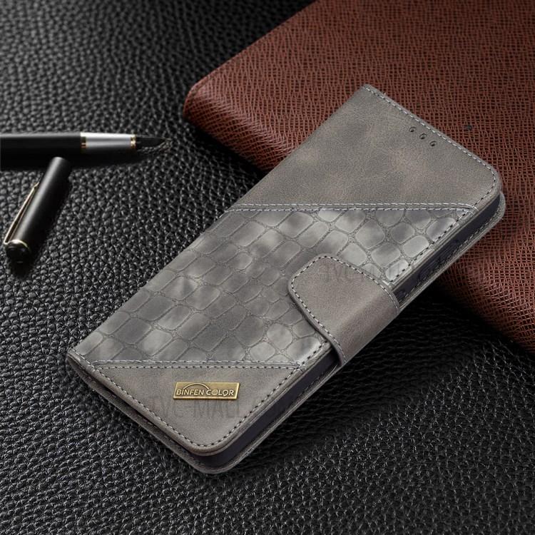 BF04 Splicing Crocodile Texture Protector Wallet Stand Leather Case for Samsung Galaxy A72 5G - Grey-7