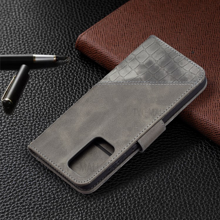 BF04 Splicing Crocodile Texture Protector Wallet Stand Leather Case for Samsung Galaxy A72 5G - Grey-8