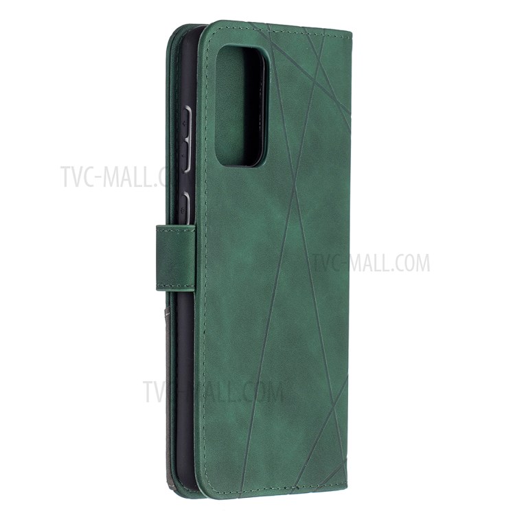 BF05 Geometric Texture Leather Wallet Stand Case Cover for Samsung Galaxy A72 5G - Green-3