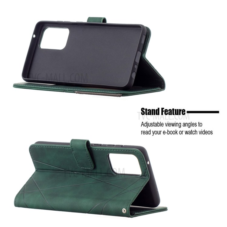 BF05 Geometric Texture Leather Wallet Stand Case Cover for Samsung Galaxy A72 5G - Green-5