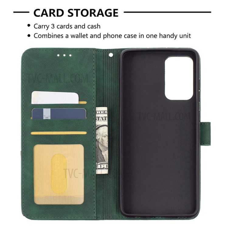 BF05 Geometric Texture Leather Wallet Stand Case Cover for Samsung Galaxy A72 5G - Green-6