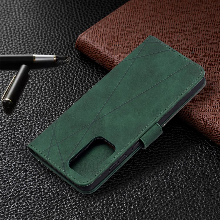 BF05 Geometric Texture Leather Wallet Stand Case Cover for Samsung Galaxy A72 5G - Green-8