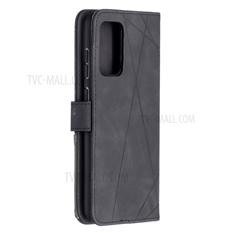BF05 Geometric Texture Leather Wallet Stand Case Cover for Samsung Galaxy A72 5G - Black-3