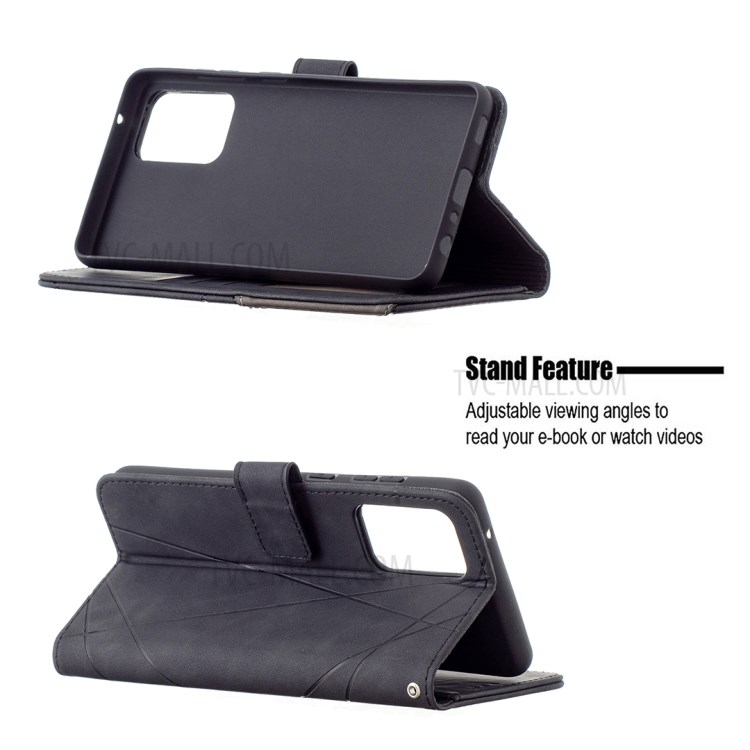 BF05 Geometric Texture Leather Wallet Stand Case Cover for Samsung Galaxy A72 5G - Black-5
