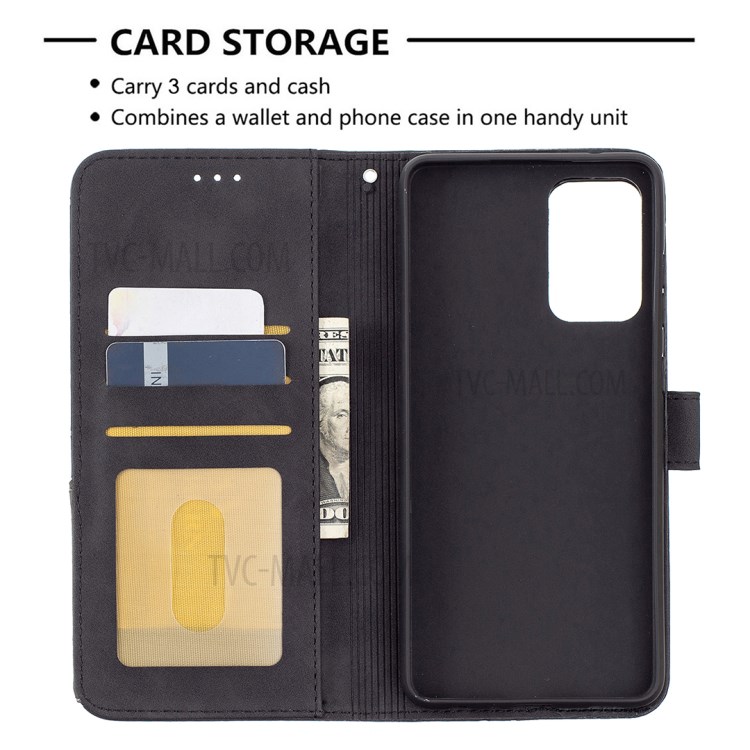 BF05 Geometric Texture Leather Wallet Stand Case Cover for Samsung Galaxy A72 5G - Black-6