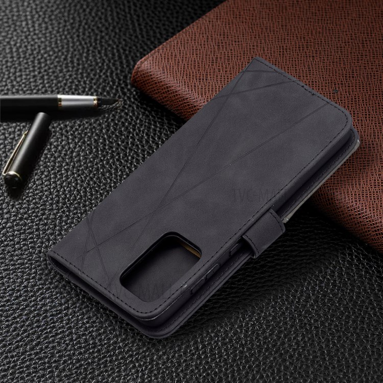 BF05 Geometric Texture Leather Wallet Stand Case Cover for Samsung Galaxy A72 5G - Black-8