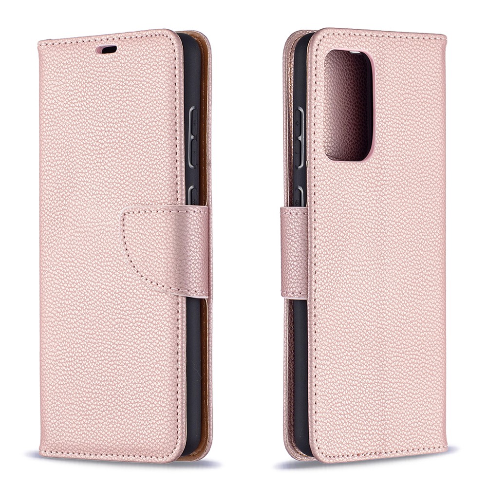 Surface Litchi Con Portafoglio Per la Pelle Per il Portafoglio Per Samsung Galaxy A72 5G / A72 4G - Oro Rosa-4