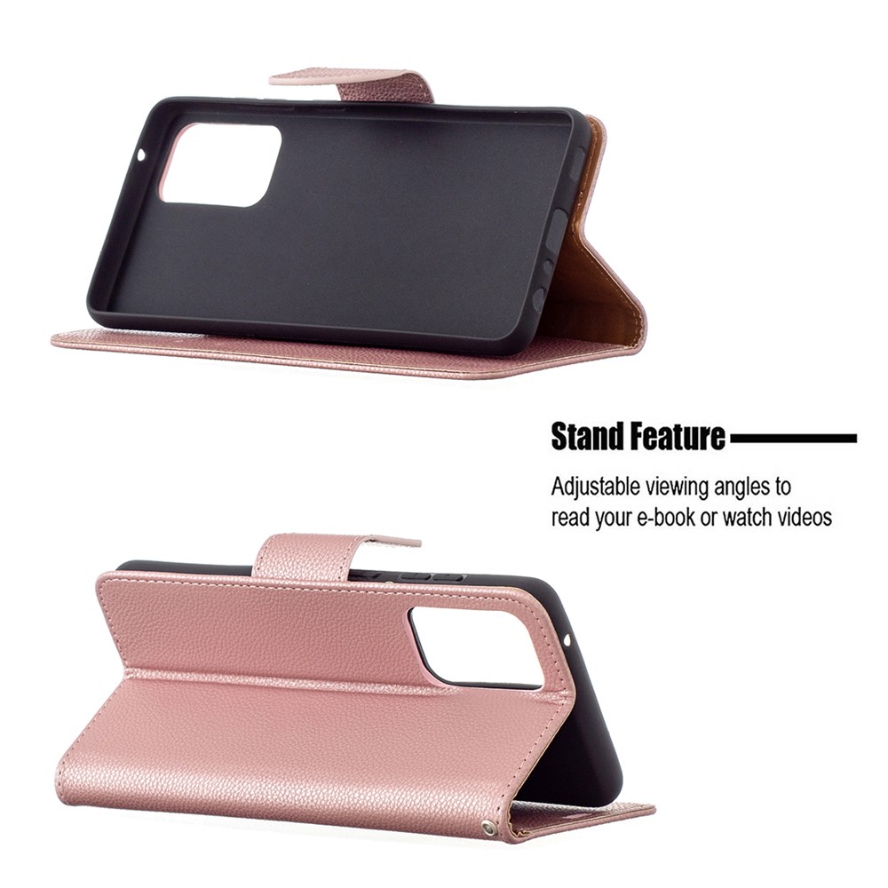 Litchi Surface with Wallet Leather Stand Case for Samsung Galaxy A72 5G - Rose Gold-5