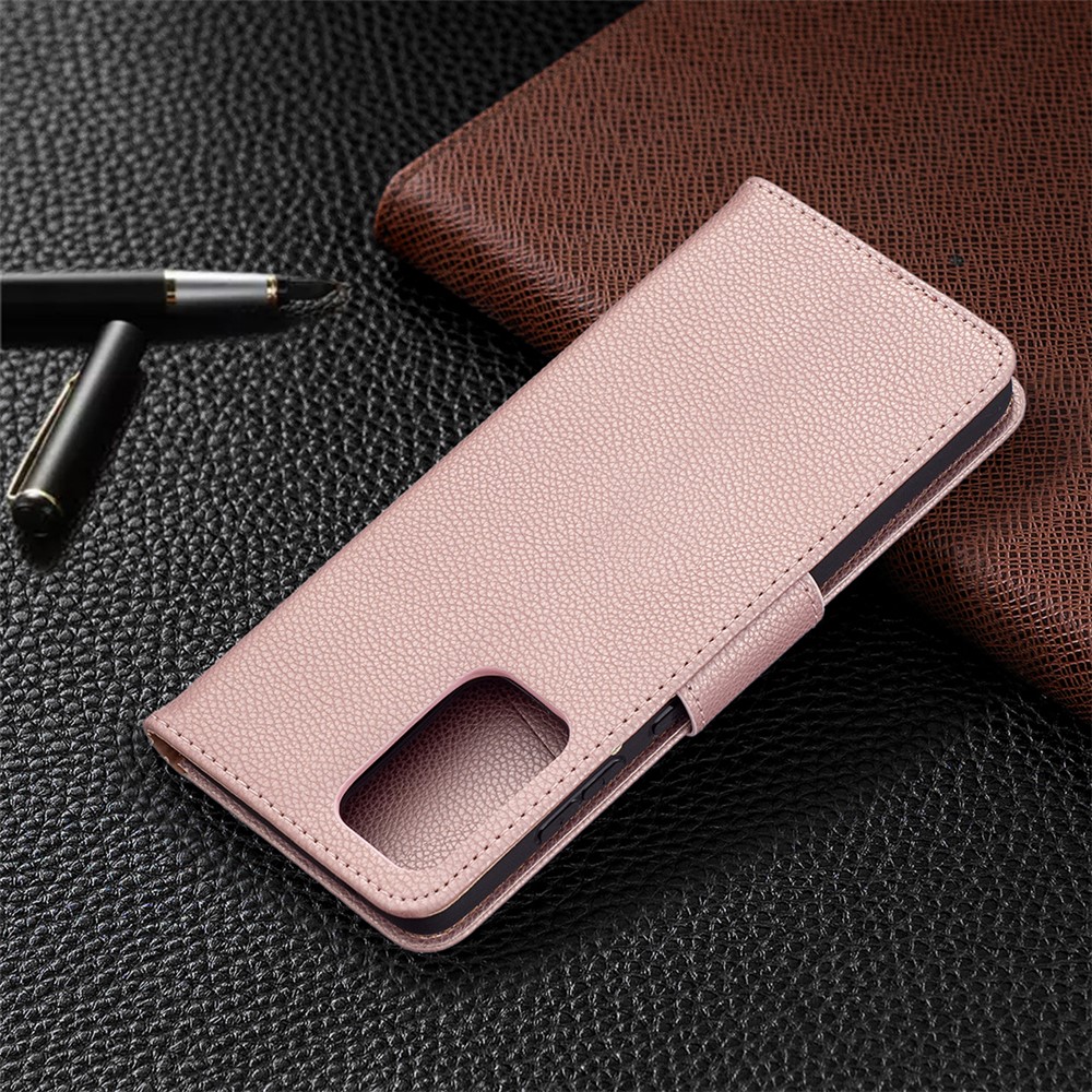 Litchi Surface with Wallet Leather Stand Case for Samsung Galaxy A72 5G - Rose Gold-8