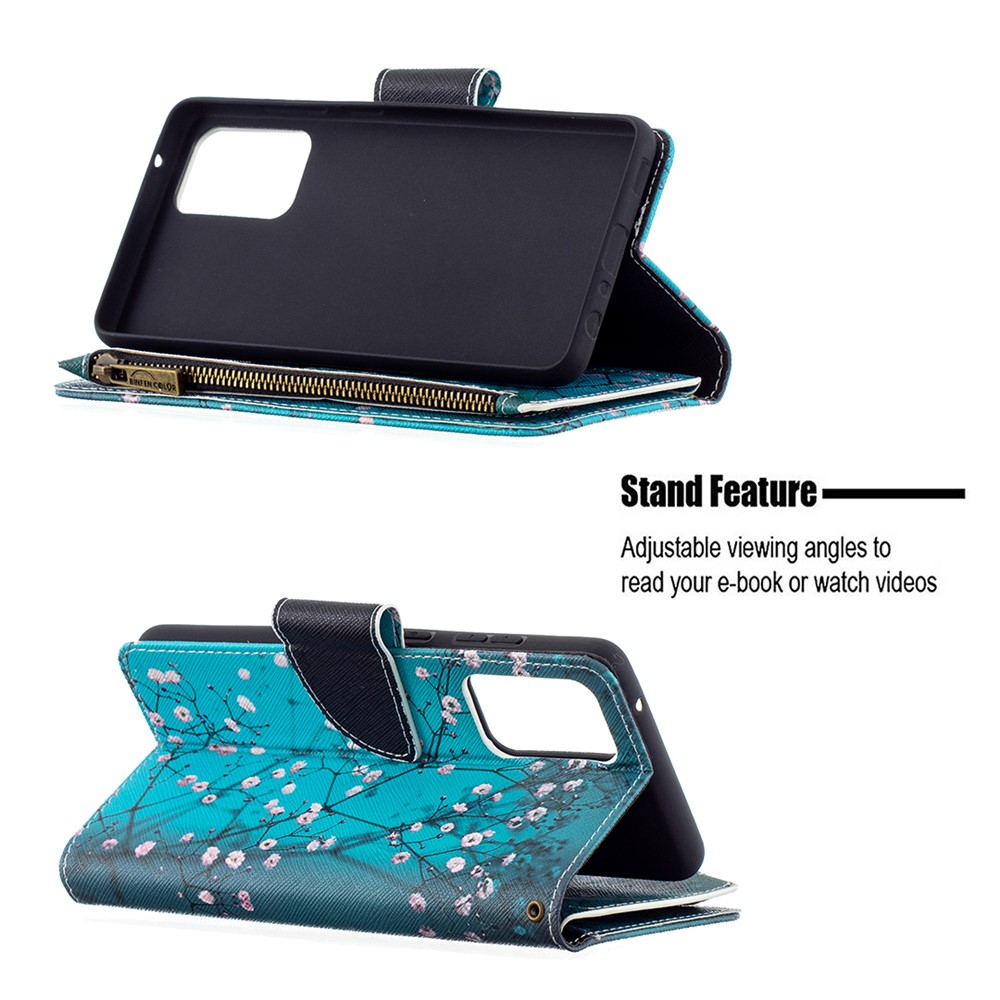 BF03 Zipper Wallet Pattern Printing Leather Phone Case for Samsung Galaxy A72 5G - Wintersweet-5
