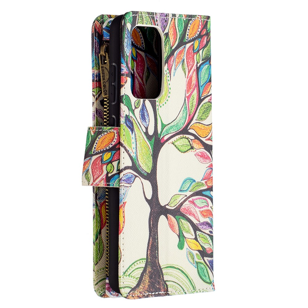 BF03 Zipper Wallet Pattern Printing Leather Phone Case for Samsung Galaxy A72 5G - Life Tree-2