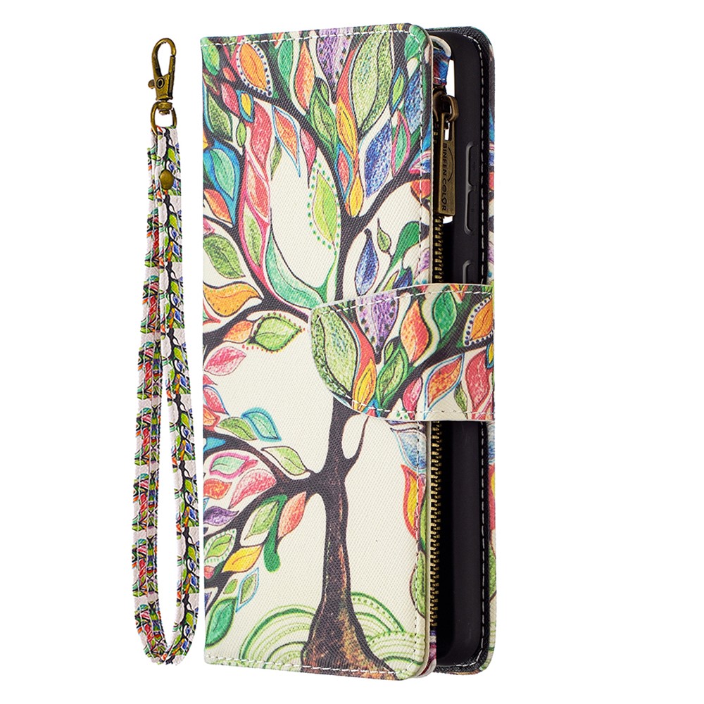 BF03 Zipper Wallet Pattern Printing Leather Phone Case for Samsung Galaxy A72 5G - Life Tree-3