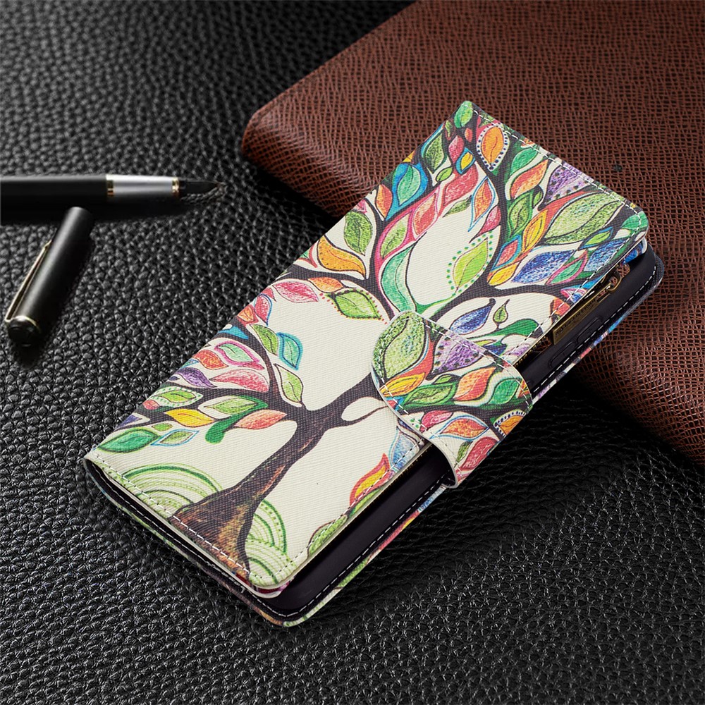 Case de Teléfonos de Cuero de Impresión de Billetera de la Billetera Con Cremallera BF03 Para Samsung Galaxy A72 5G - Arbol de la Vida-7