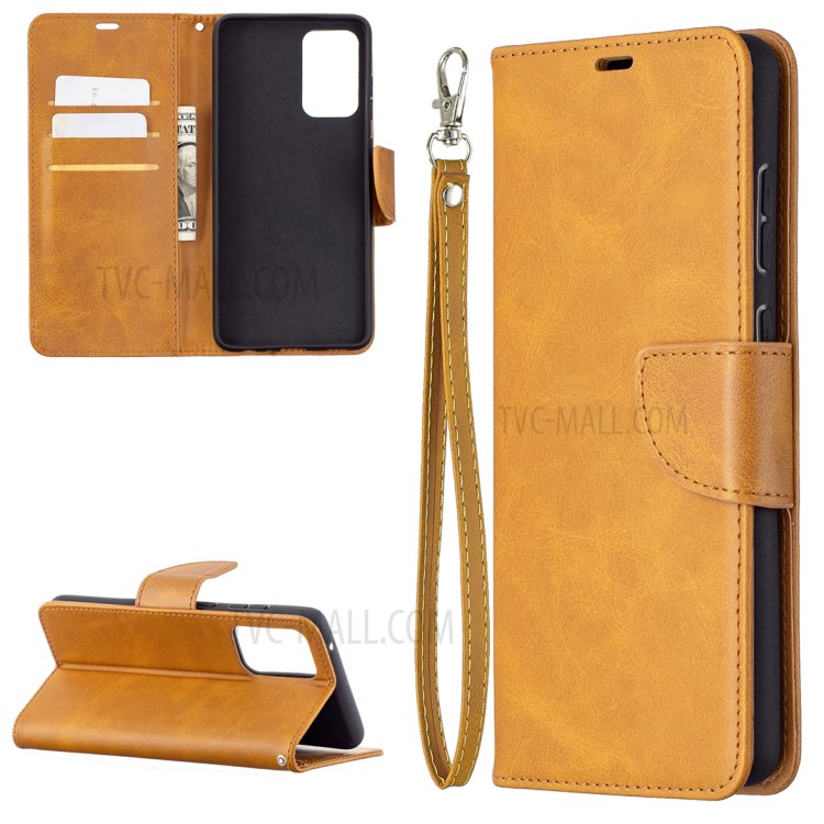 PU Leather Wallet Stylish Smartphone Case for Samsung Galaxy A72 5G - Yellow-1
