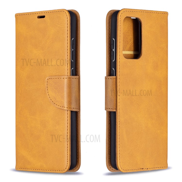 PU Leather Wallet Stylish Smartphone Case for Samsung Galaxy A72 5G - Yellow-4