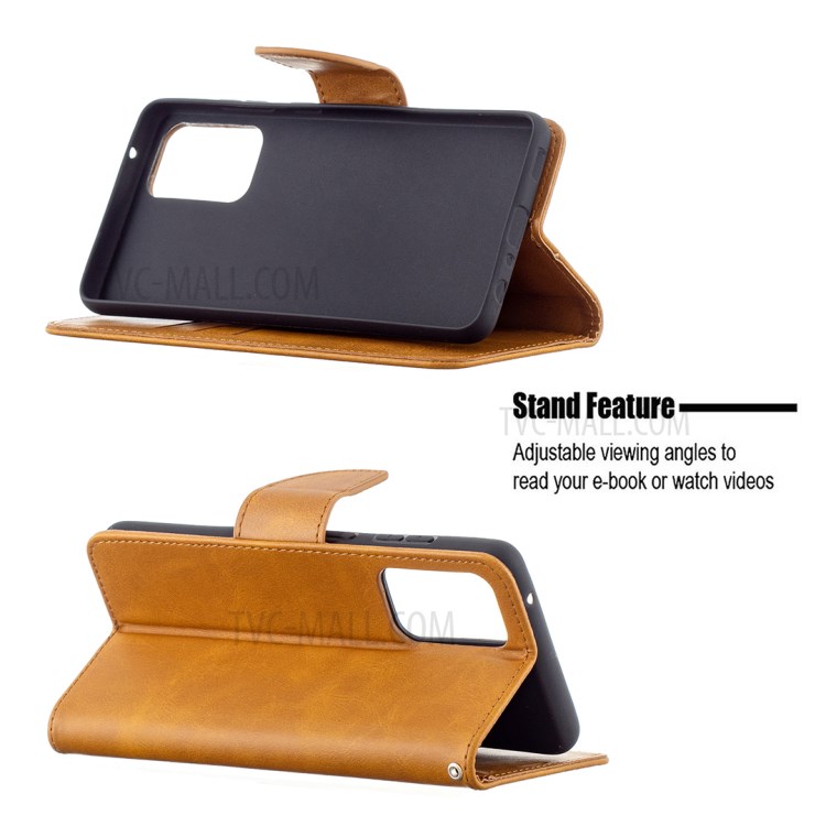 PU Leather Wallet Stylish Smartphone Case for Samsung Galaxy A72 5G - Yellow-5