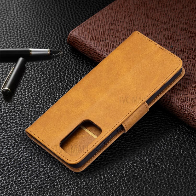 PU Leather Wallet Stylish Smartphone Case for Samsung Galaxy A72 5G - Yellow-8