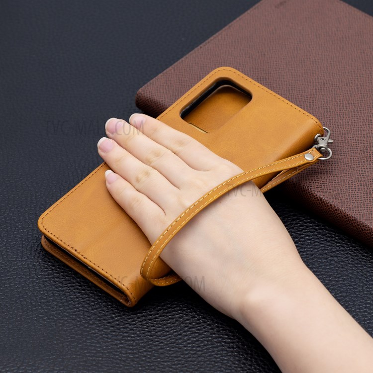 PU Leather Wallet Stylish Smartphone Case for Samsung Galaxy A72 5G - Yellow-9