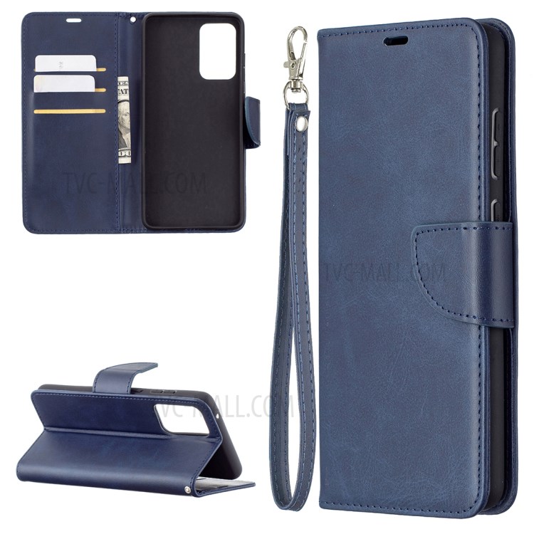 PU Leather Wallet Stylish Smartphone Case for Samsung Galaxy A72 5G / A72 4G - Blue-1
