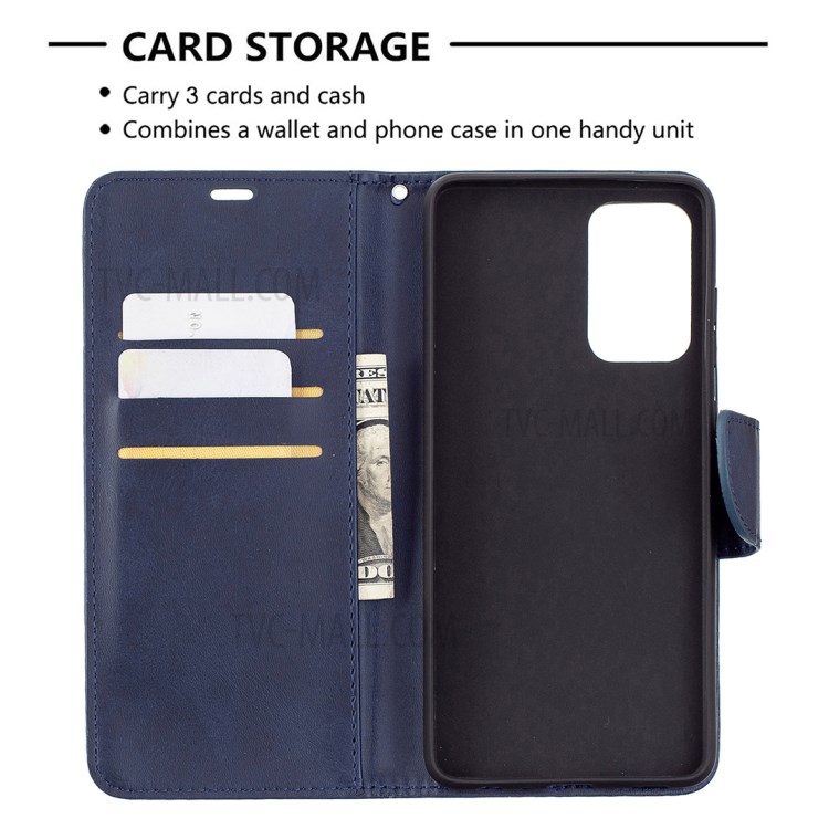 PU Leather Wallet Stylish Smartphone Case for Samsung Galaxy A72 5G / A72 4G - Blue-6