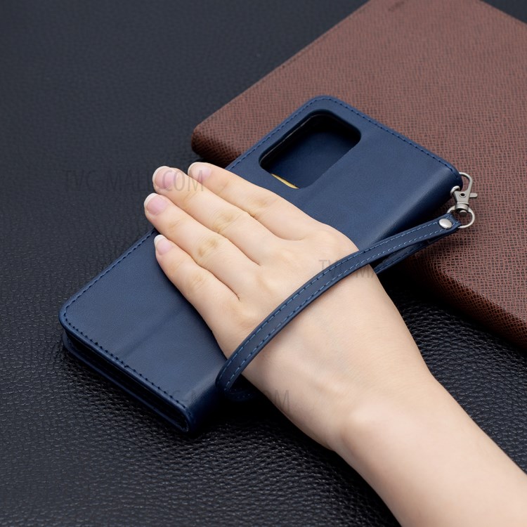 PU Leather Wallet Stylish Smartphone Case for Samsung Galaxy A72 5G / A72 4G - Blue-9