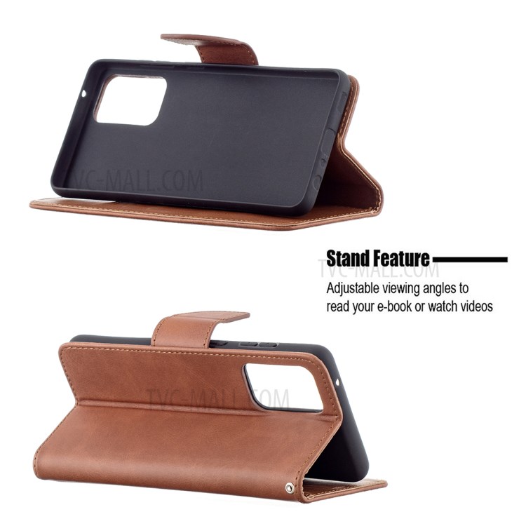 PU Leather Wallet Stylish Smartphone Case for Samsung Galaxy A72 5G / A72 4G - Brown-5