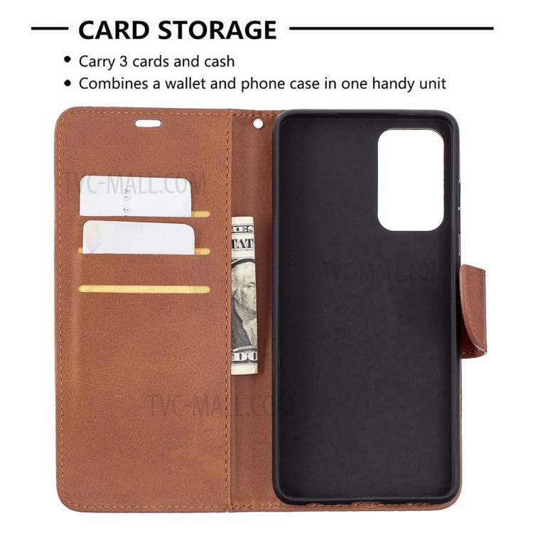 PU Leather Wallet Stylish Smartphone Case for Samsung Galaxy A72 5G / A72 4G - Brown-6